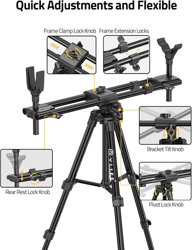CVLIFE Hunting Rests Shooting Tripod Rifle Hunting Gun Tripod, with Dual Frame and Flexible Orientation, Provide Max Stability for Ground Blinds Shooting Outdoors - Image 4